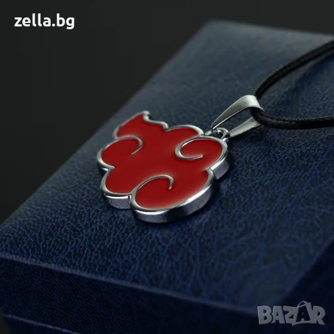Метално колие Naruto Akatsuki Red Cloud 3.5 см – Аниме аксесоар, косплей, подарък за фенове 10154, снимка 4 - Колиета, медальони, синджири - 54659207
