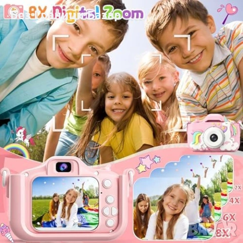 Нов Фотоапарат за деца 48MP 1080P с предна и задна камера IPS екран селфи калъф, снимка 5 - Други - 54100595