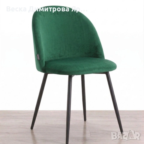 Дизайнерски зелен стол FARO – тапициран, стабилен и удобен