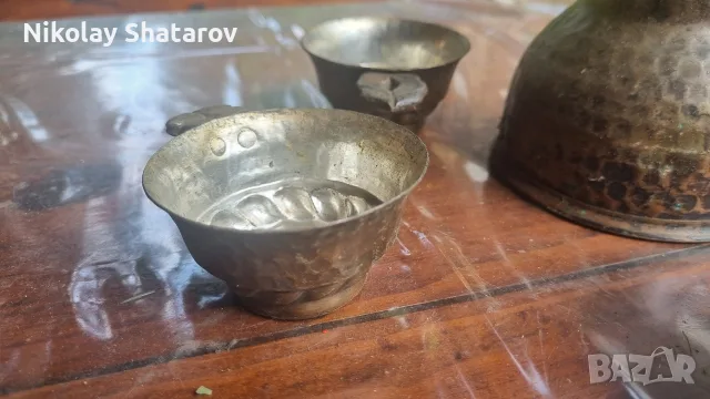 старо медно джезве с чашки , снимка 4 - Антикварни и старинни предмети - 55379076