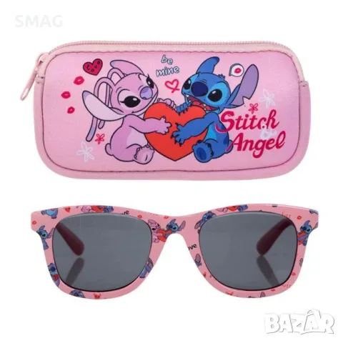 Детски слънчеви очила за момиче розови lilo stitch с калъфка_1250596