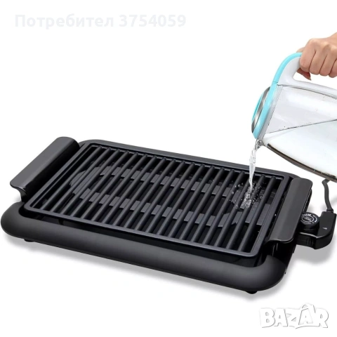 Електрическа настолна скара 1200W без дим – Преносимо барбекю за балкон и градина, 38x25 см, снимка 7 - Скари - 55162298