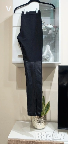 Дамски черен кожен панталон клин Junona Юнона топ бюстие риза блуза боди, снимка 3 - Панталони - 53972446