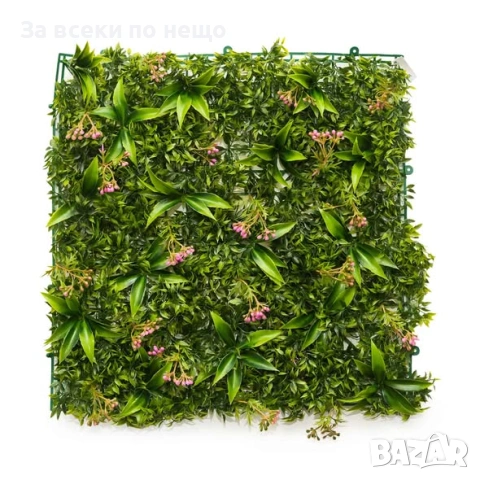 Зелено пано за стена с розови цветчета, 50*50см Код P2780, снимка 2 - Декорация за дома - 55069519