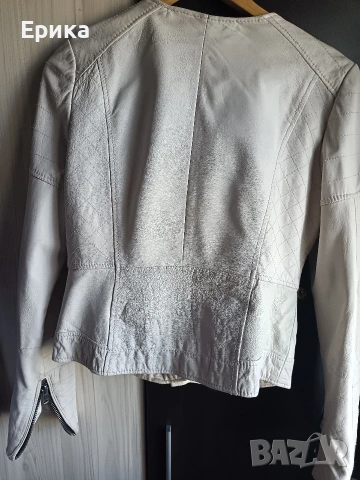 Бяло кожено яке естествена кожа , снимка 5 - Якета - 54332902