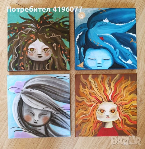 Картини 4 елемента, 15 евро, 20Х20см, снимка 2 - Картини - 55084827