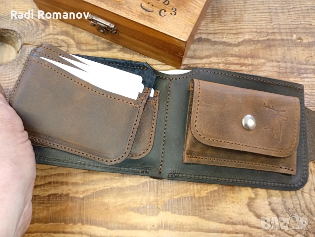 Ръчно изработен мъжки кожен портфейл , снимка 6 - Портфейли, портмонета - 54282627