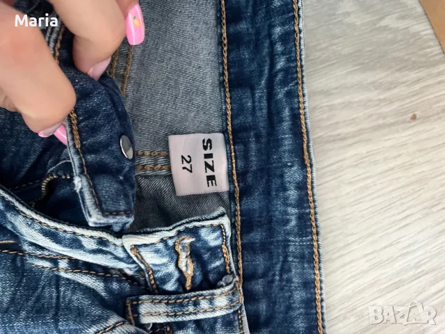 Дамски дънки SIZE 27 Skinny с камъчета и декоративни скъсвания, снимка 4 - Дънки - 55525635