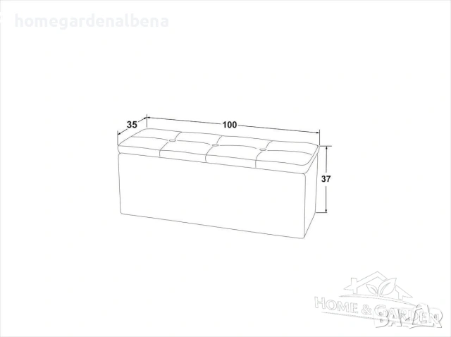 Табуретка ракла с място за съхранение 100x35x37 см тапицерия кожа, снимка 2 - Дивани и мека мебел - 54407815