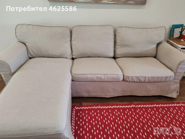Бежов диван Икея Ektorp , снимка 3 - Дивани и мека мебел - 55530204