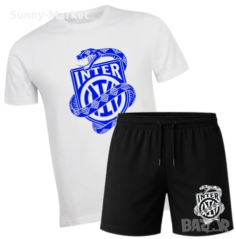 Спортен екип комплект тениска + къси панталони ИНТЕР / INTER памучни