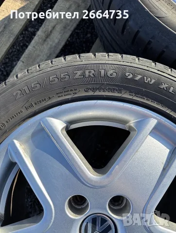 Лети джанти Volkswagen 5х112 с гуми 215/55/16, снимка 3 - Гуми и джанти - 55672551
