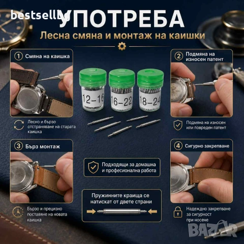 Професионални часовникарски части  аксесоари патенти за часовници каишки, снимка 2 - Други инструменти - 29083046