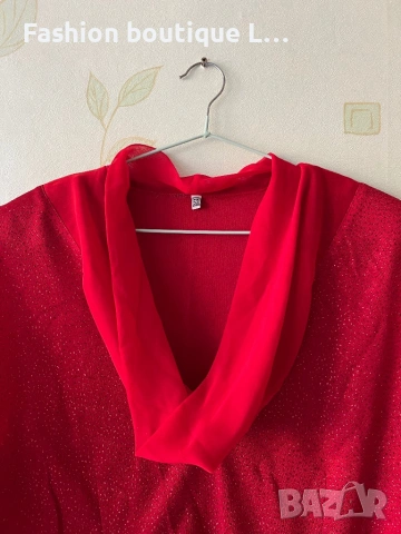 Нова с етикета червена блуза с блестящи камъчета ❤️ Налични размери M , L , XL ❤️, снимка 2 - Блузи с дълъг ръкав и пуловери - 54621799