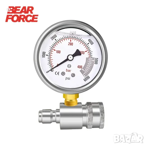 Манометър за водоструйка BEAR FORCE с 3/8" бърза връзка 420bar