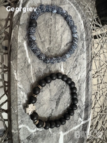Мъжки гривни /стилни черни гривни (лава / оникс стил), снимка 2 - Гривни - 54012139