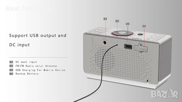 iTOMA Будилник с радио с Bluetooth високоговорител, снимка 5 - Друга електроника - 54687024