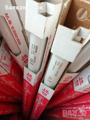 лот от 55 броя  нови луминесцентни лампи (пури) OSRAM, модел L 18W/535, снимка 3 - Други - 55191126