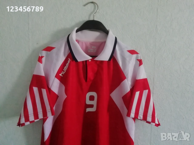 Denmark Euro 1992 Povlsen #9 оригинална ретро тениска фланелка Дания Hummel екип vintage , снимка 3 - Тениски - 53198106