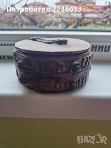 Винтидж кутийка за бижута от естествена кожа