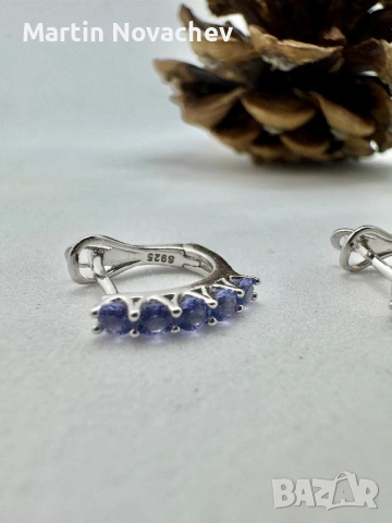Сребърни обеци с Танзанит, снимка 9 - Обеци - 54118174