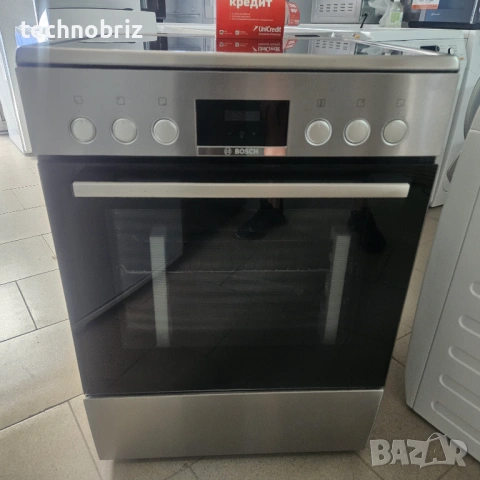 Немска иноксова свободностояща печка с керамичен плот Bosch - 3 ГОДИНИ ГАРАНЦИЯ