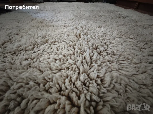 Бял губер от естествена вълна - с размери: 160 см × 215 см