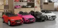 Розова акумулаторна кола Mercedes Benz CLS350 с кожена седалка 12V, снимка 1