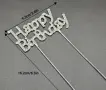 Happy Birthday метален с камъни златист топер надпис украса за торта рожден ден, снимка 4