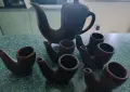 Кана ритон с чаши рогчета стари антикварни , снимка 2