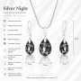Комплект бижута с черни кристали Silver Night – колие и обеци капка, снимка 2