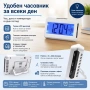 Дигитален настолен часовник с термометър сензор дата гласово управление за спалня офис електронен, снимка 8