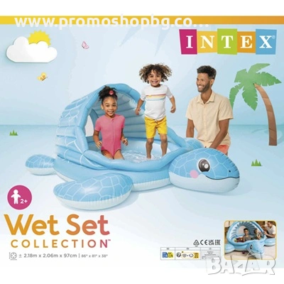 Детски надуваем басейн със сенник INTEX Костенурка, 218 х 206 х 97 см, снимка 8 - Надуваеми играчки - 54269160