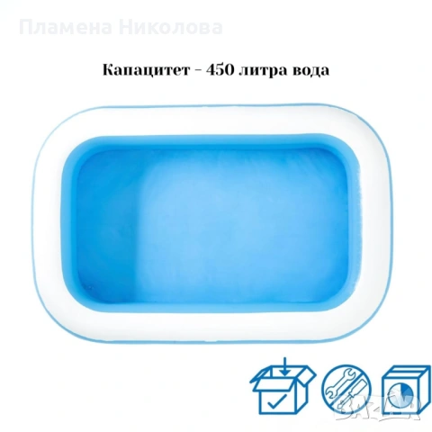 Надуваем семеен басейн 200x150 см + компактна електрическа помпа, снимка 3 - Басейни и аксесоари - 54638291