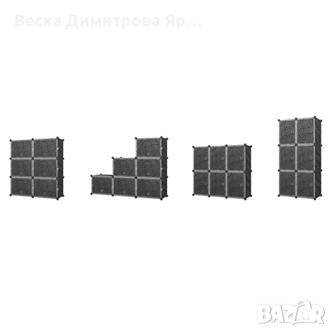 Модулен шкаф за обувки 4 модула – Черен органайзер с вратички на 8 нива, снимка 12 - Шкафове - 54619231