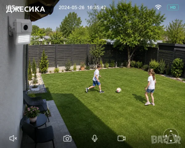 FullHD WiFi камера LED градинско осветление видеонаблюдение iCSee, снимка 4 - HD камери - 55539610