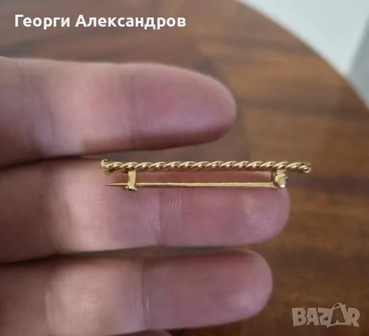 СТАР Аристократичен Джентълменски Аксесоар Дебело Позлатена мъжка игла / фиба за яка, снимка 5 - Антикварни и старинни предмети - 55659989