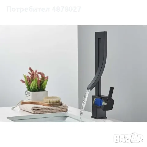 Смесител за мивка  модел водопад, матов, черен, снимка 2 - Мивки - 55607505