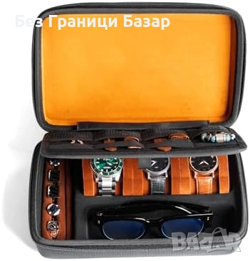 Нова Кутия за 3 часовника очила бижута твърд органайзер пътуване Пътнически калъф, снимка 6 - Други - 54093047