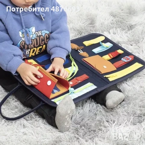 Детска манипулативна дъска в чанта – 14 елемента