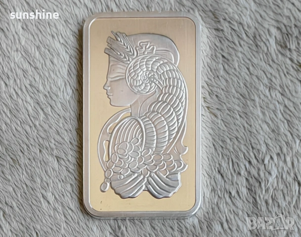 Silver Bar PAMP Lady Fortuna Minted 1oz 999 Swiss | Швейцарско Сребърно кюлче 31,1 грама проба 999, снимка 4 - Нумизматика и бонистика - 55060800
