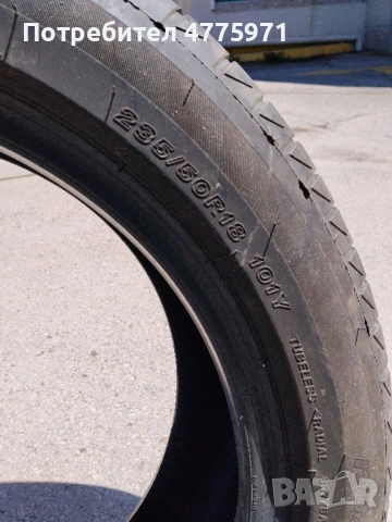 ПРОДАВАМ 2бр. ЛЕТНИ ГУМИ 235/50/18 FIRESTONE С DOT: 07/25г., снимка 2 - Гуми и джанти - 54711319