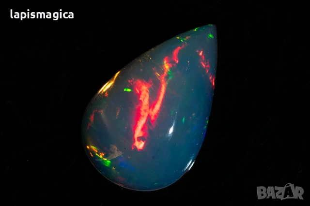 Прозрачен Естествен етиопски опал 2.90ct капка кабошон, снимка 2 - Други - 54371107