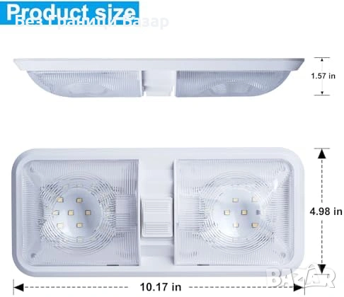 Нови 5 броя 12V LED плафони за каравана кемпер лодка 600LM 8W естествена бяла светлина, снимка 4 - Лед осветление - 54923551