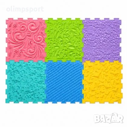 Модулен сензорен килим ORTHO PUZZLE, 6 части 30х30 см, Микс първи стъпки /270149/ 