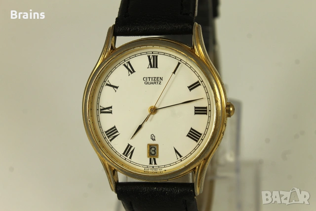 1980's Японски Мъжки Позлатен Часовник CITIZEN CQ Quartz, снимка 2 - Мъжки - 55014417