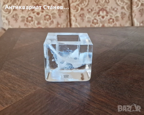❄️✨ KOSTA BODA SWEDEN – МАСИВЕН СТЪКЛЕН АРТ КУБ/СВЕЩНИК С НЕВЕРОЯТЕН СВЕТЛИНЕН ЕФЕКТ ✨❄️, снимка 6 - Декорация за дома - 54933056
