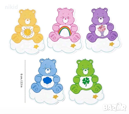 25 бр Грижовните мечета мече The Care Bears картонени парти поставки за близалки, снимка 3 - Други - 54569040