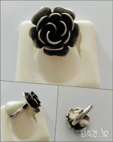 Сребърен пръстен роза