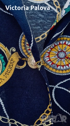 Дамска рокля-риза ARA от памучно трико (Jersey) със златни детайли и верижен принт, снимка 4 - Рокли - 54001911